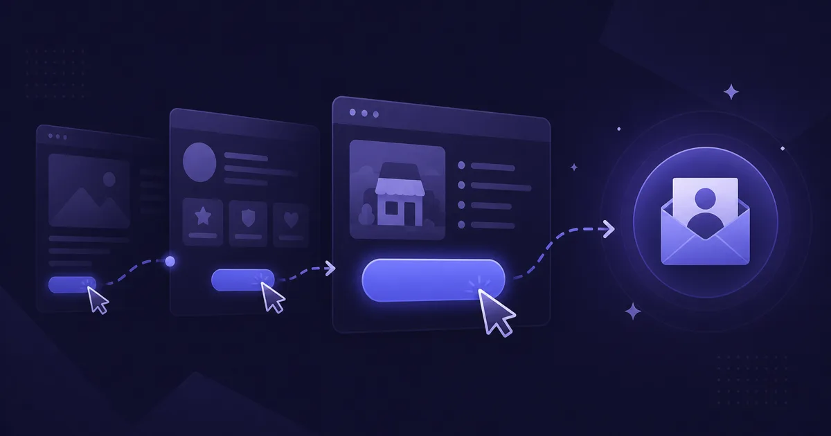 Editorial illustration of a website with highlighted call-to-action buttons and incoming inquiries