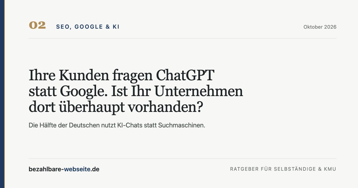 Illustration: a customer asks an AI chat about a local service provider, alongside a business website cited as a source