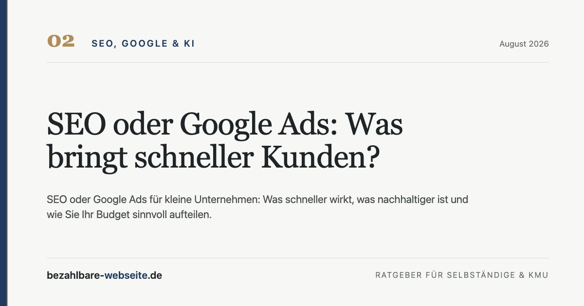 Editorial Illustration eines Kleinunternehmers zwischen SEO-Wachstum und Google-Ads-Traffic