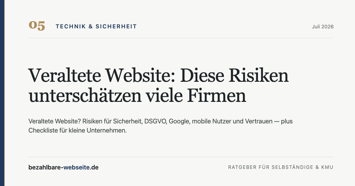 Editorial Illustration im Stil von bezahlbare-webseite.de, ohne Text, zum Thema Veraltete Website: Diese Risiken unterschätzen viele Firmen