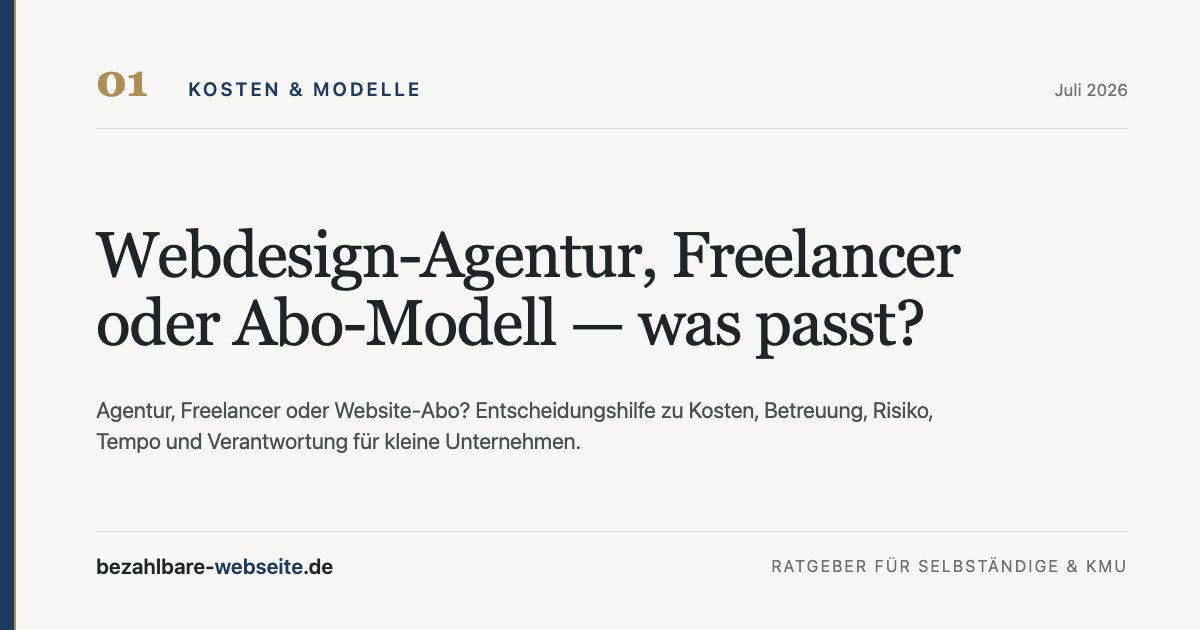 Editorial Illustration im Stil von bezahlbare-webseite.de, ohne Text, zum Thema Webdesign-Agentur, Freelancer oder Abo-Modell — was passt?