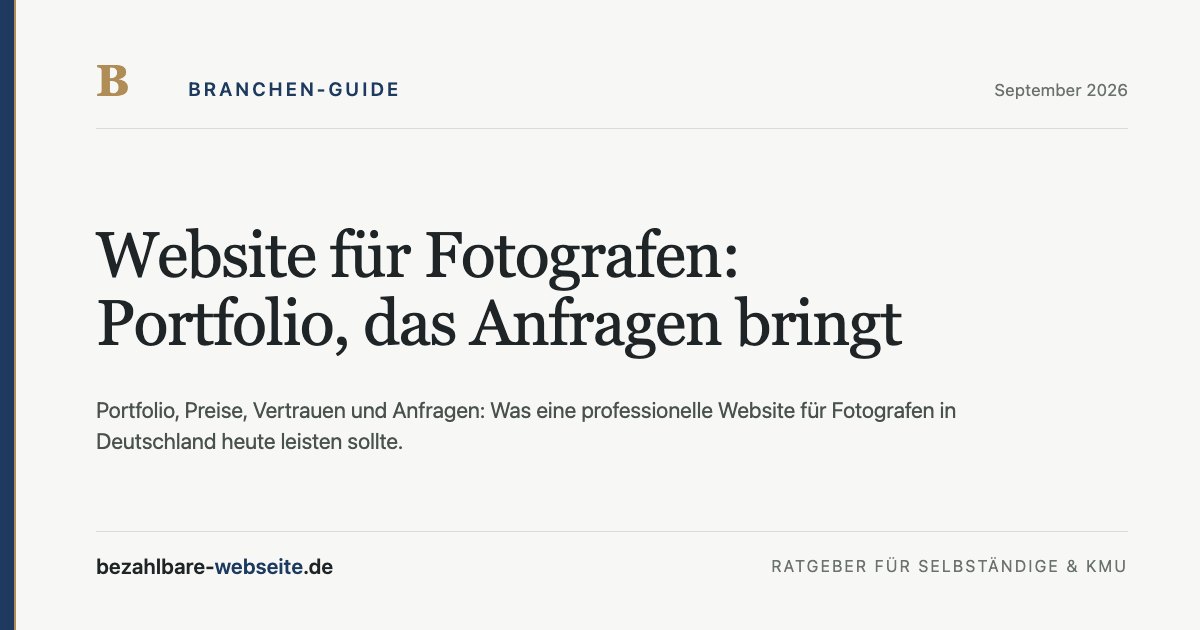 Editoriale Illustration einer Fotografen-Website mit Portfolio-Raster, Kamera und Anfragekarte