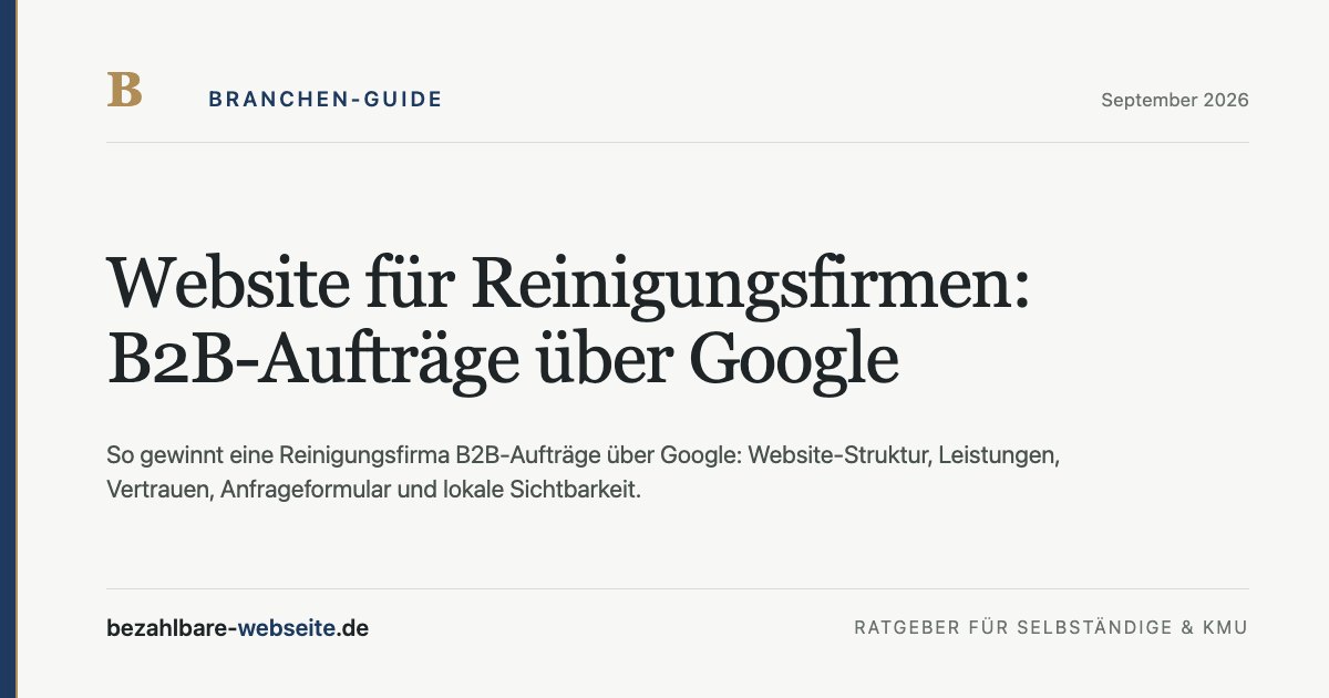 Editoriale Illustration einer Reinigungsfirma-Website mit Bürogebäude, Reinigungsteam, Karte und Anfrageformular