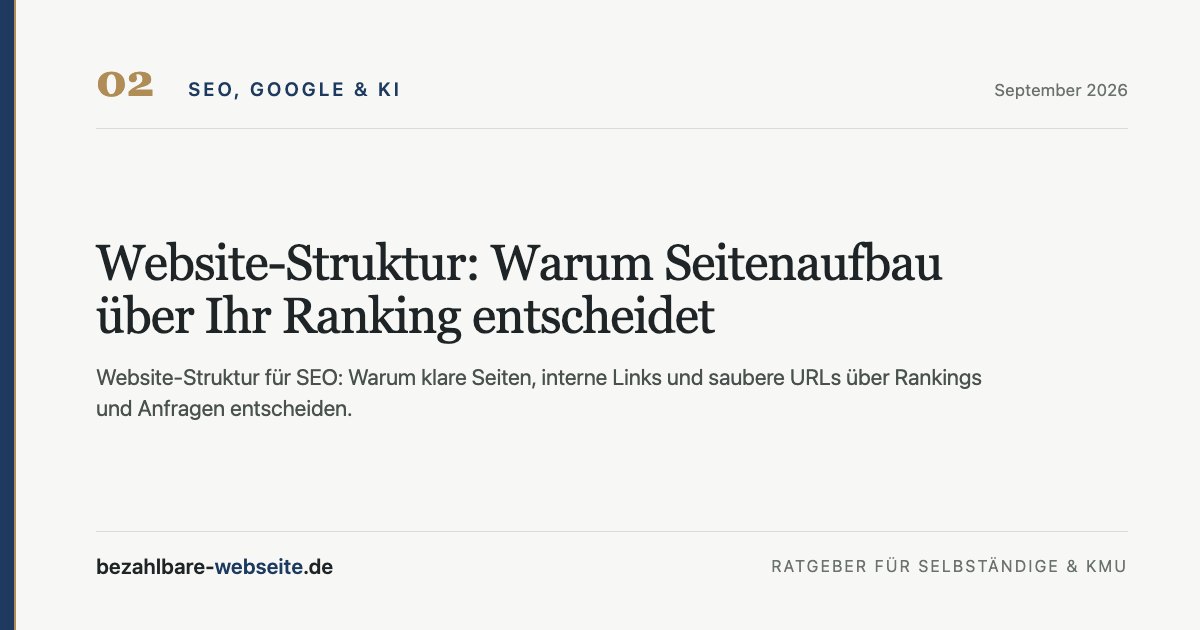 Illustration einer klar gegliederten Website-Struktur mit Startseite, Unterseiten und internen Links