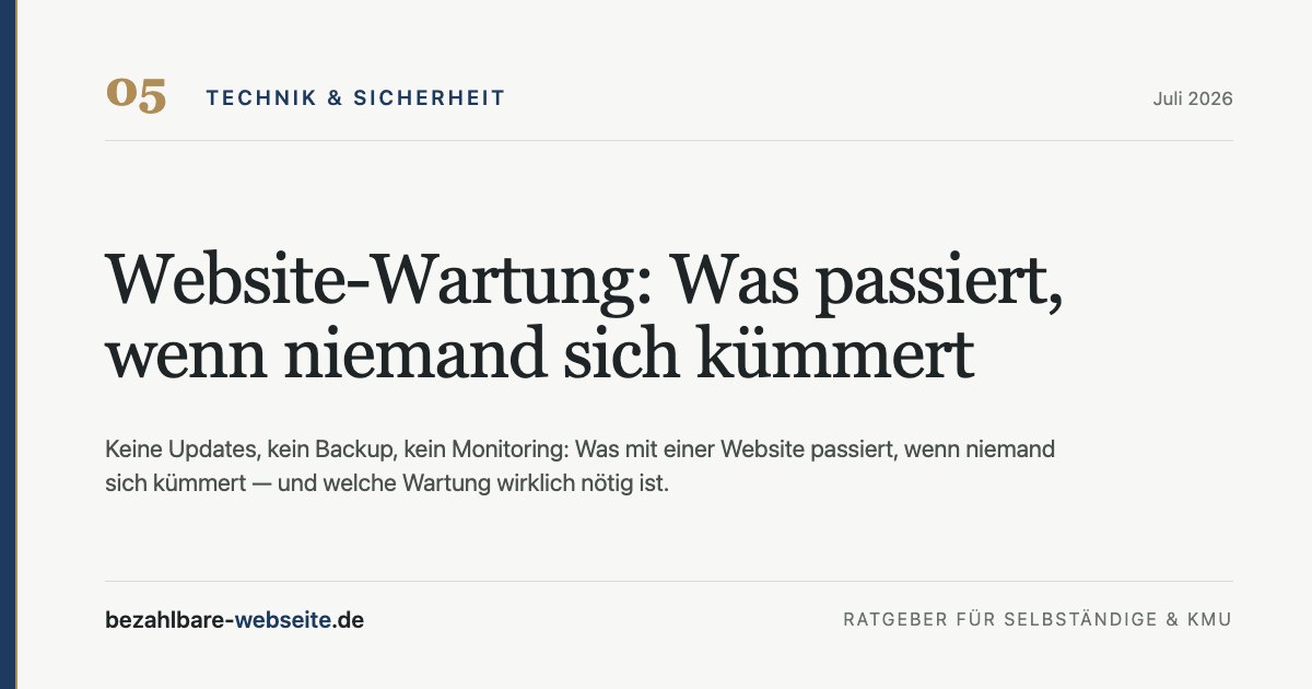 Illustration: vernachlässigtes Browserfenster mit Rissen, Spinnweben und Warnsymbol
