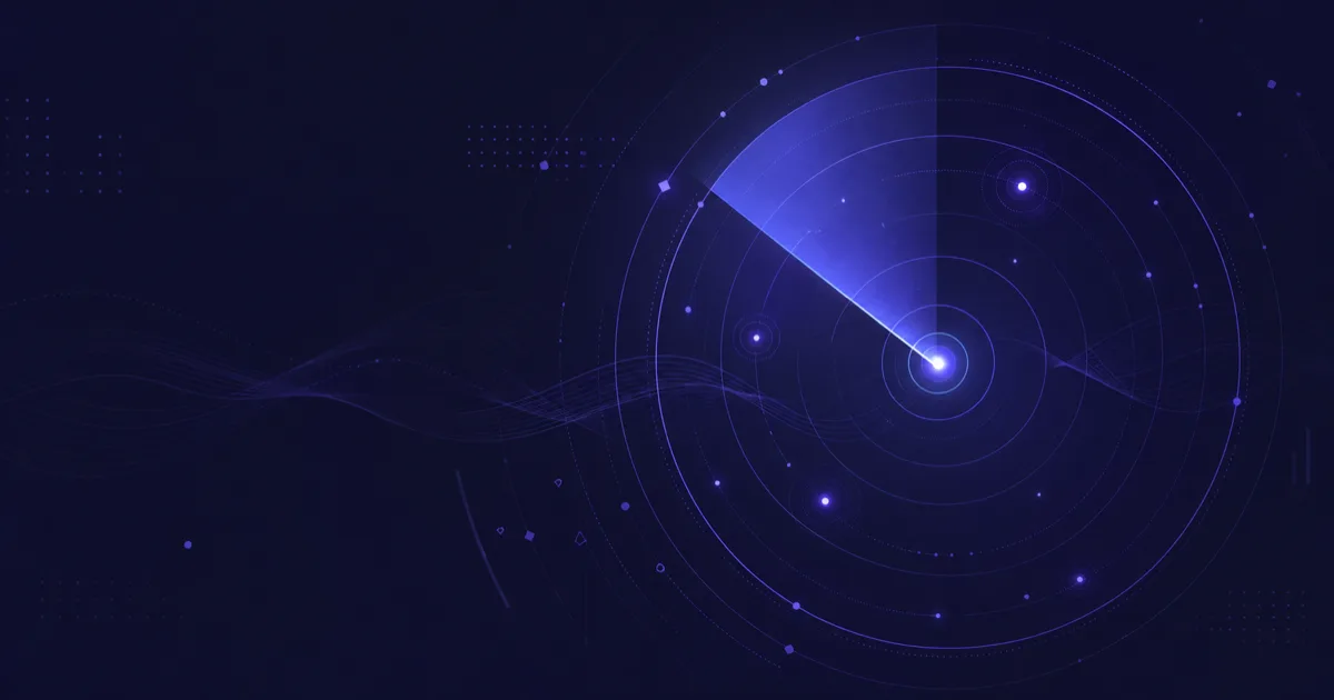 Abstrakte Radar-Illustration: wöchentlicher Überblick über Web- und Technik-Trends