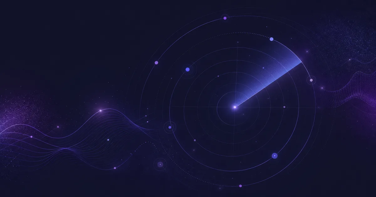 Haftalık web ve teknoloji trendleri için soyut radar illüstrasyonu