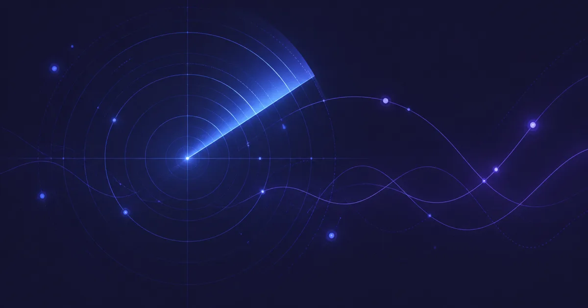 Abstrakte Radar-Illustration zu wöchentlichen Web- und Techniktrends