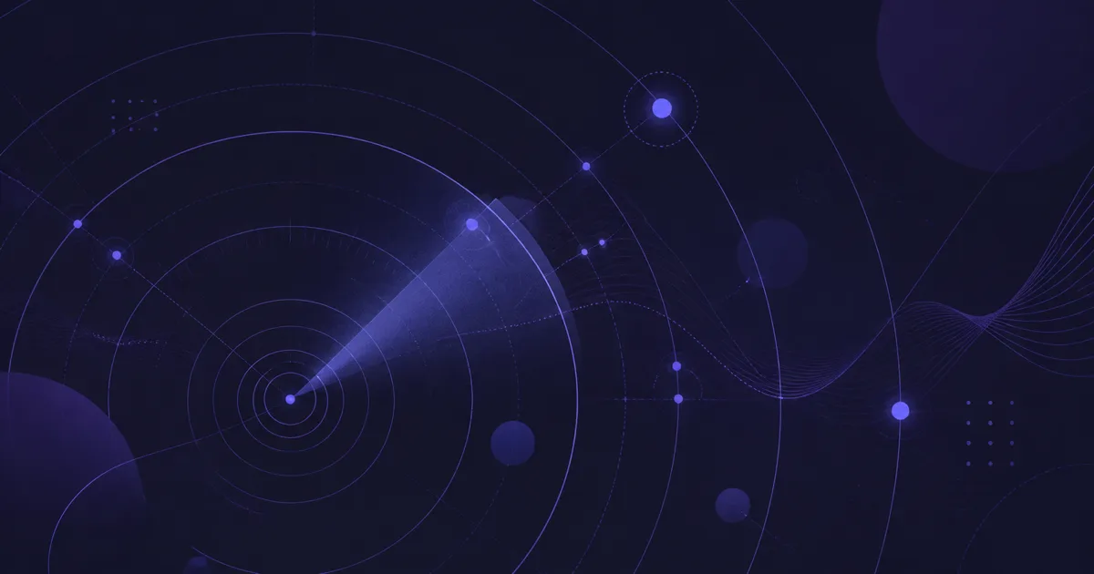 Abstrakte Radar-Illustration zu wöchentlichen Web- und Techniktrends