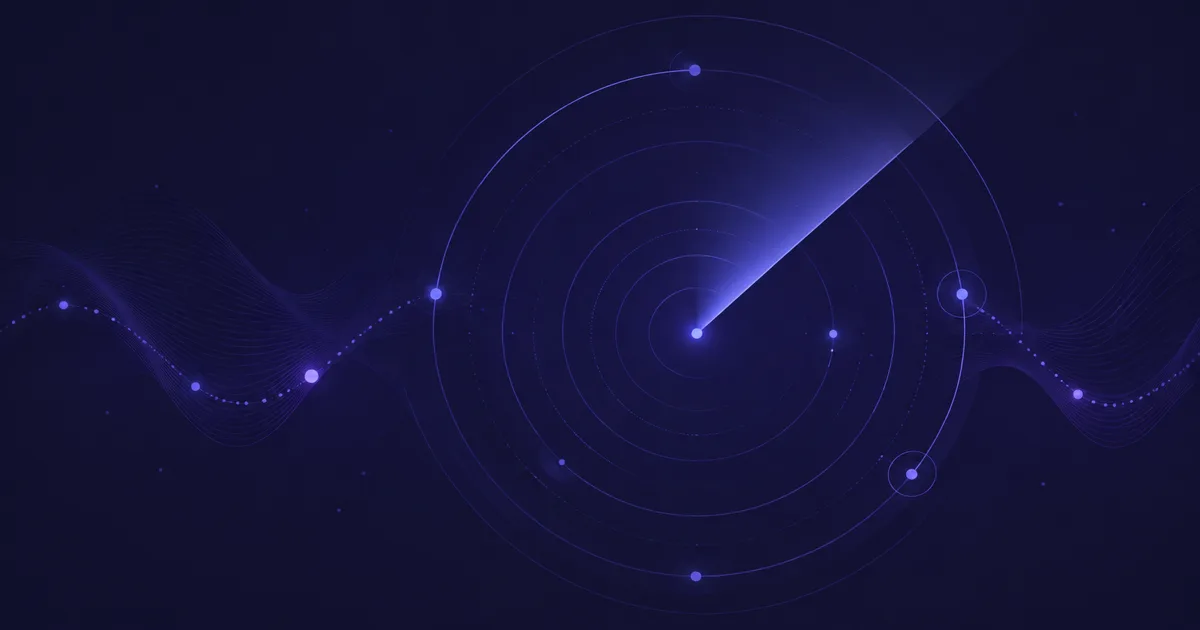 Abstrakte Radar-Illustration zu wöchentlichen Web- und Techniktrends