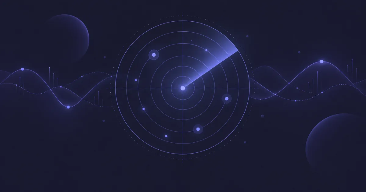 Abstrakte Radar-Illustration zu wöchentlichen Web- und Techniktrends