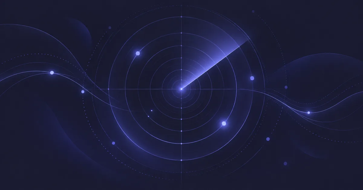 Abstrakte Radar-Illustration zu wöchentlichen Web- und Techniktrends