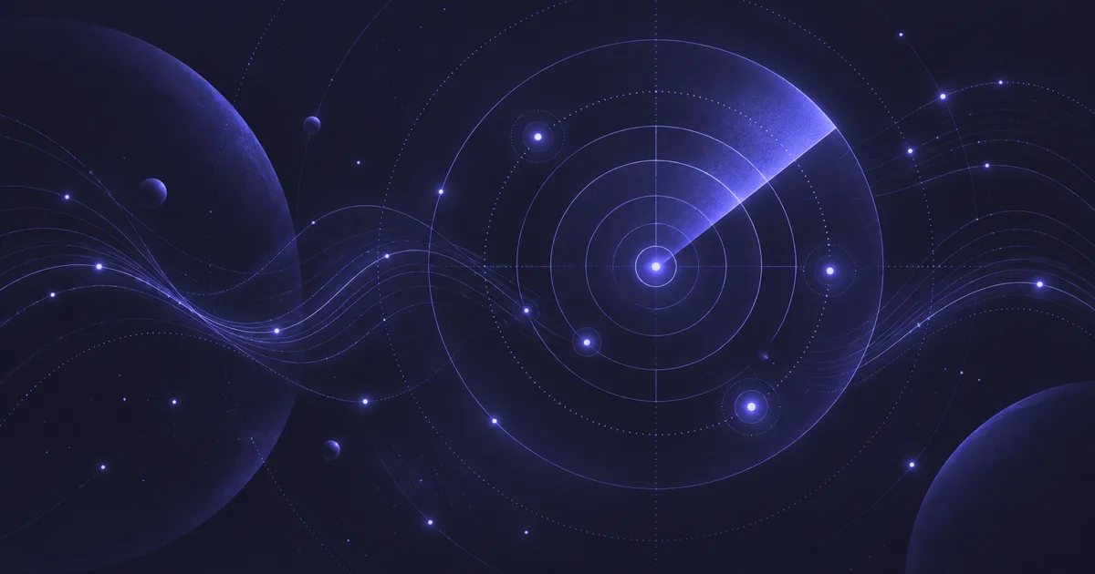 Abstrakte Radar-Illustration zu wöchentlichen Web- und Techniktrends