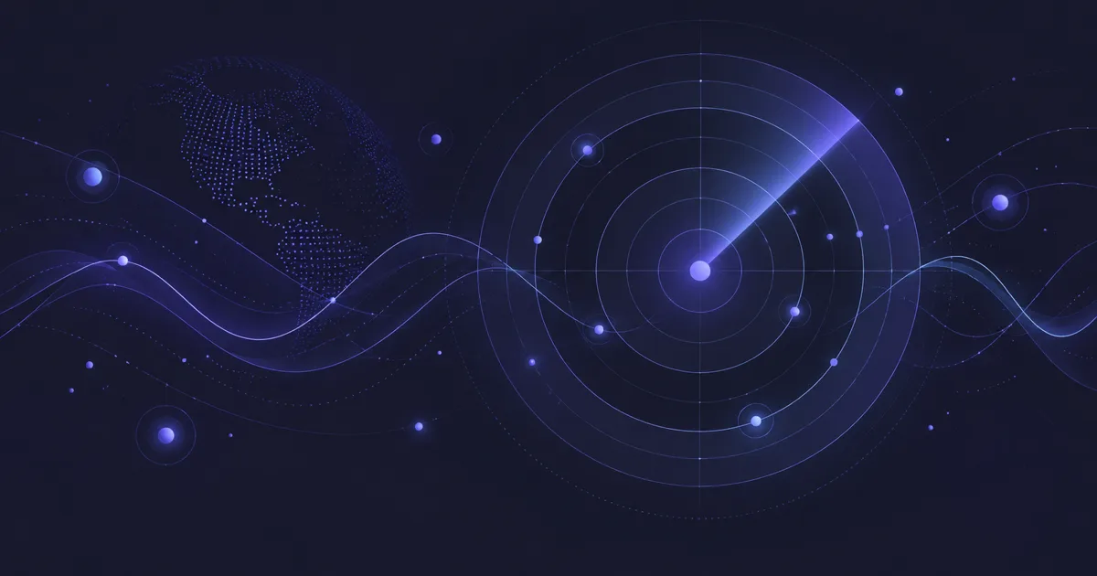 Abstrakte Radar-Illustration zu wöchentlichen Web- und Techniktrends
